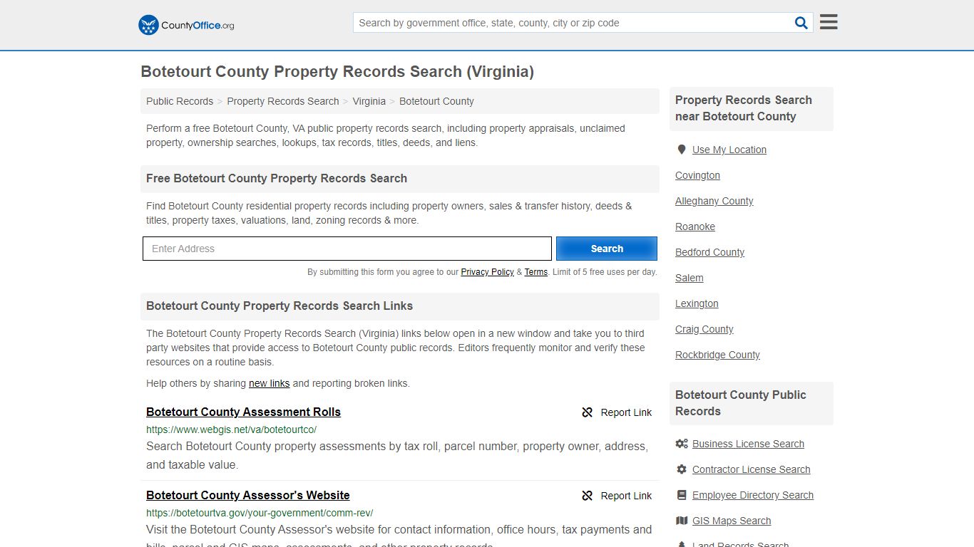 Property Records Search - Botetourt County, VA ...